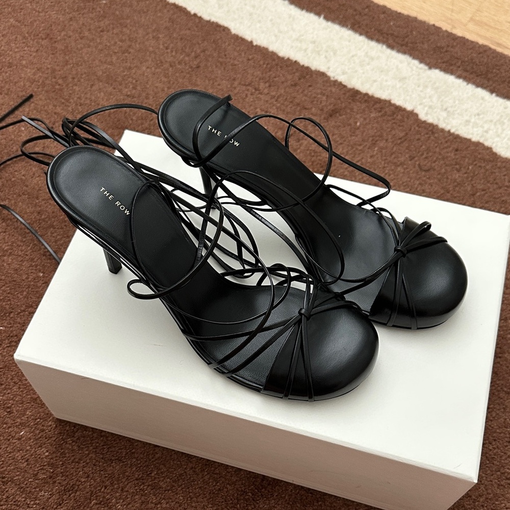 The Row JOAN Black Lace-Up Heels size 39